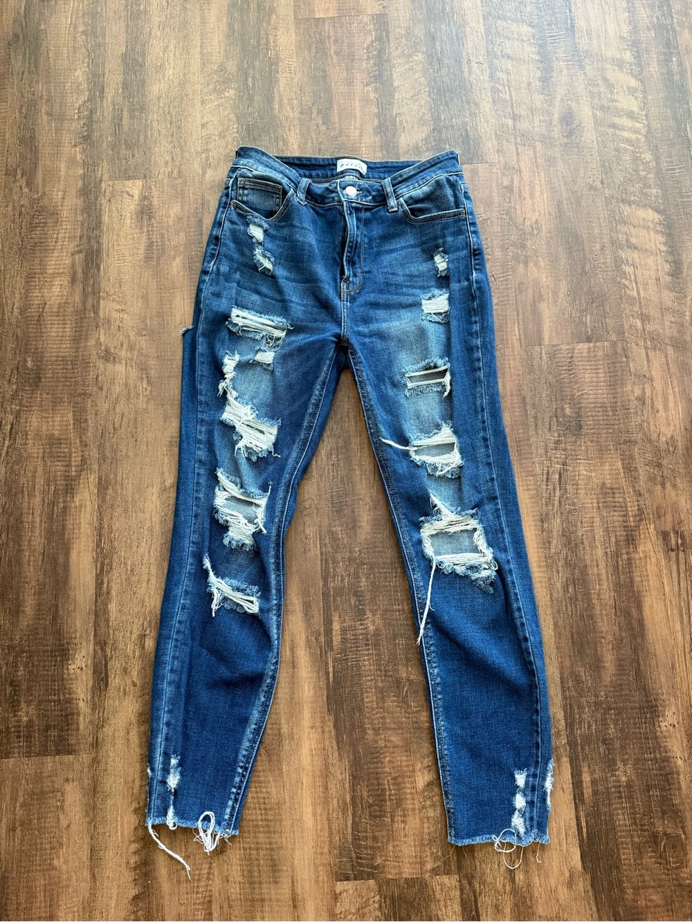 Cello- Distressed Dark Blue Women’s Ripped Jeans